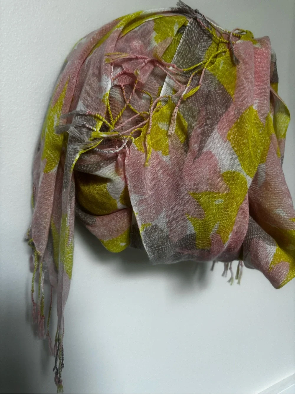 Lightweight Pink and Lime Floral Scarf - Women's Accessory